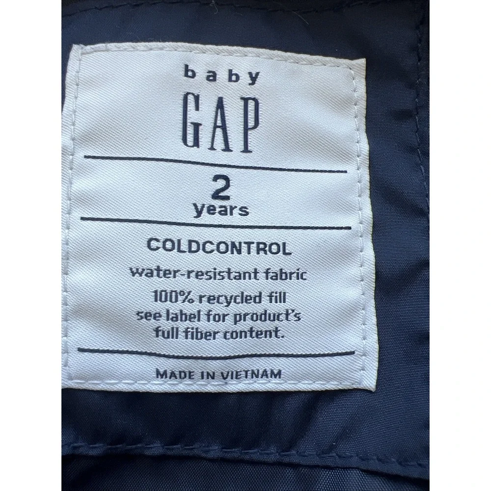 Baby Gap ColdControl Puffer Vest Boys 2T Blue Water Resistant Quilted Zip Unisex